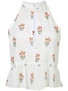 A.l.c. - Peach Print Ruffled Blouse - Women - Silk - 6, White, Silk