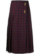 Burberry Checked Pleated Skirt - Blue