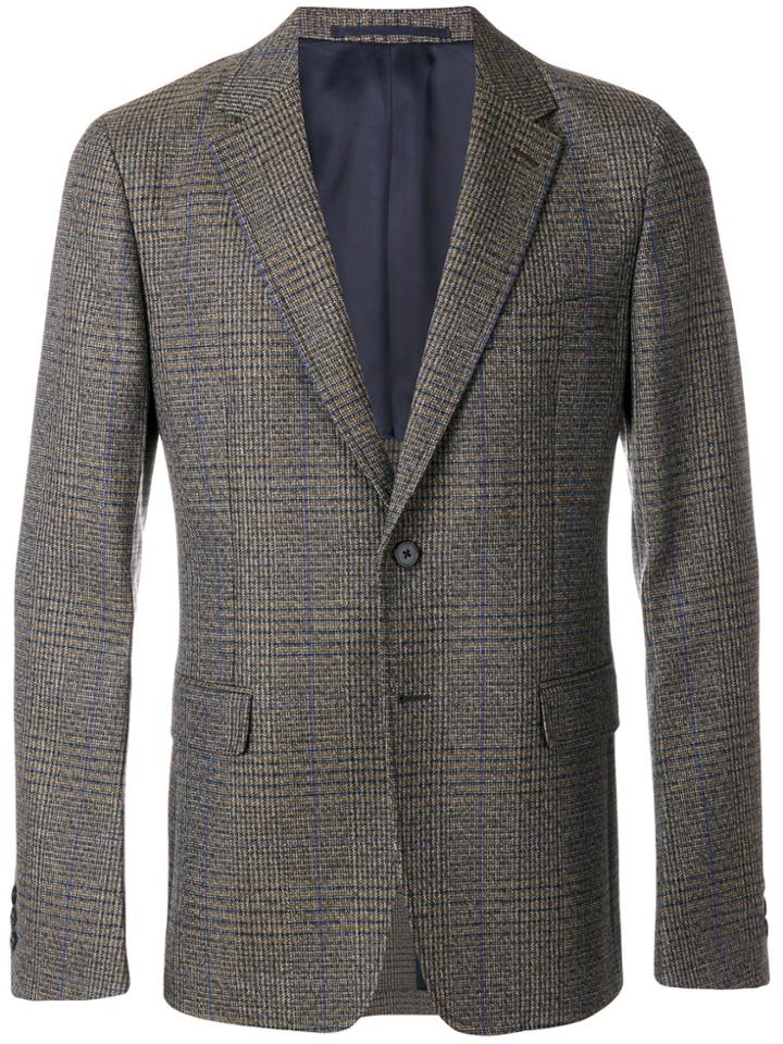 Prada Slim Fit Plaid Jacket - Brown