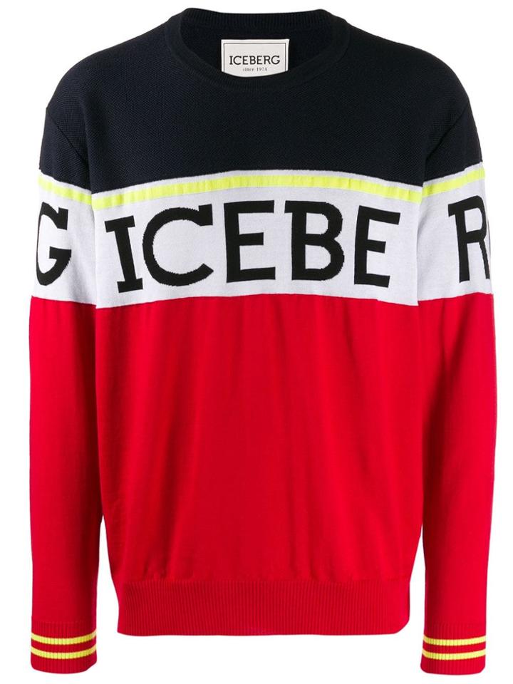 Iceberg Colour Block Logo Jumper - Red