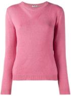 Miu Miu Knitted Crew Neck Sweater, Women's, Size: 42, Pink/purple, Cashmere