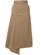 G.v.g.v. Asymmetric Gabardine Midi Skirt - Brown