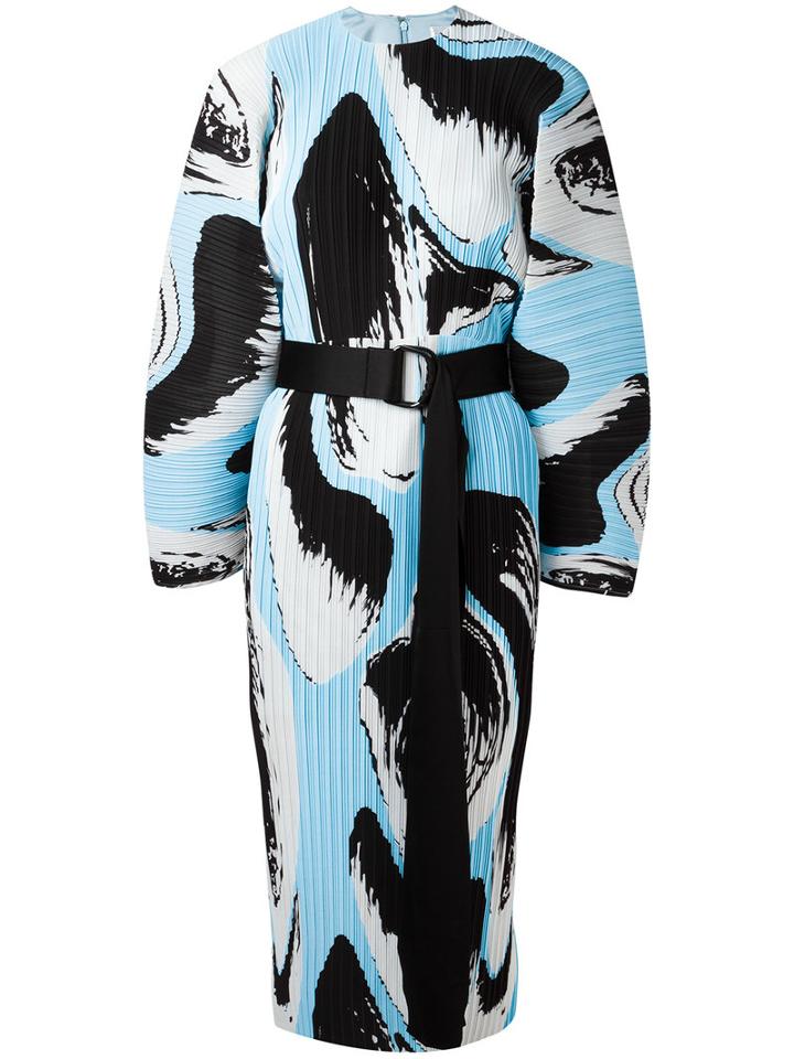 Solace Pleated Belted Dress, Women's, Size: 10, Blue, Polyester