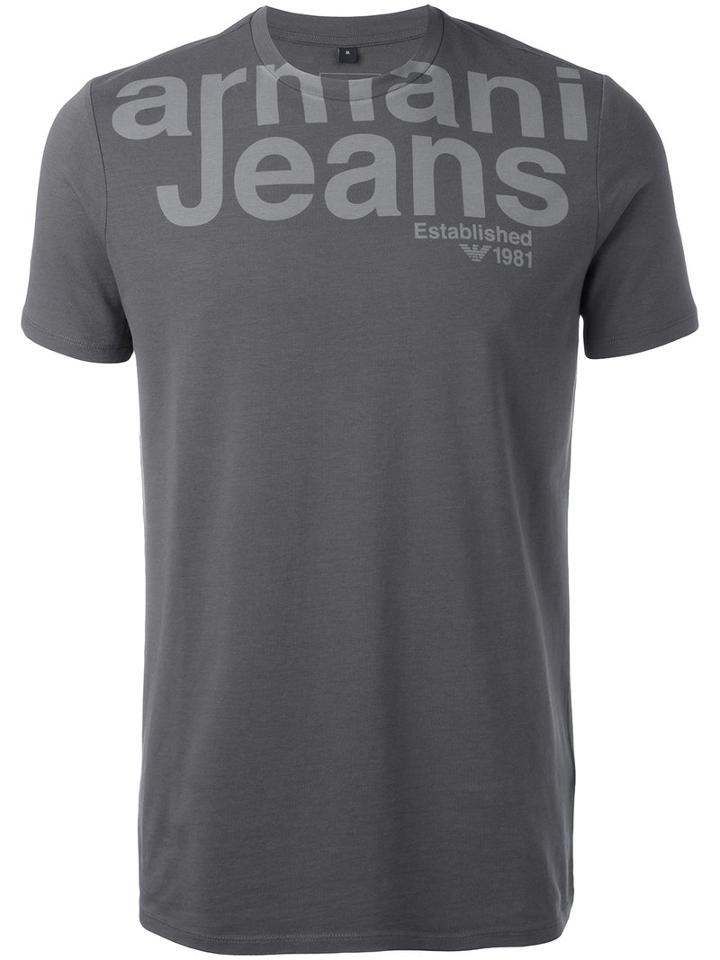 Armani Jeans - Printed Logo T-shirt - Men - Cotton/spandex/elastane - Xl, Grey, Cotton/spandex/elastane