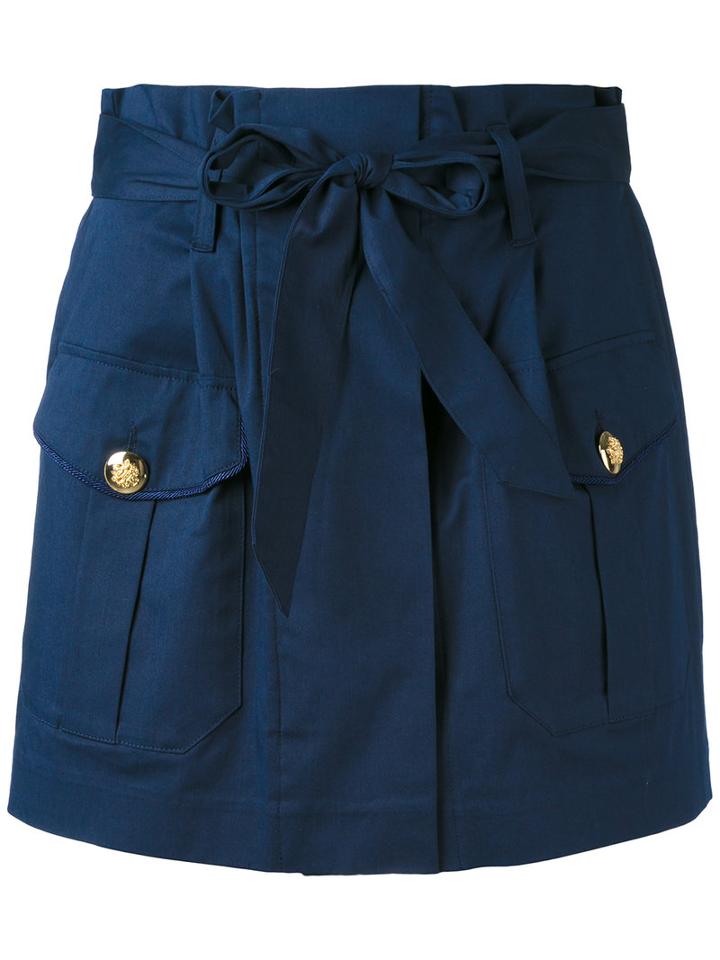 Christian Pellizzari Bow Tie Skorts, Women's, Size: 38, Blue, Cotton/spandex/elastane