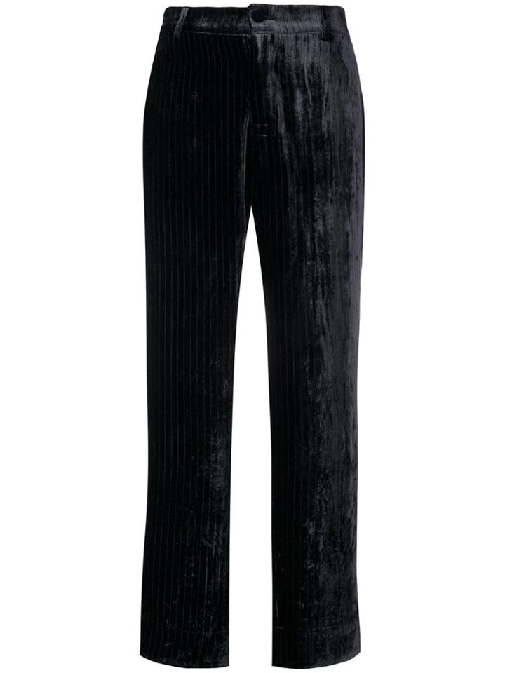 F.r.s For Restless Sleepers Velvet Pinstripe Trousers - Blue
