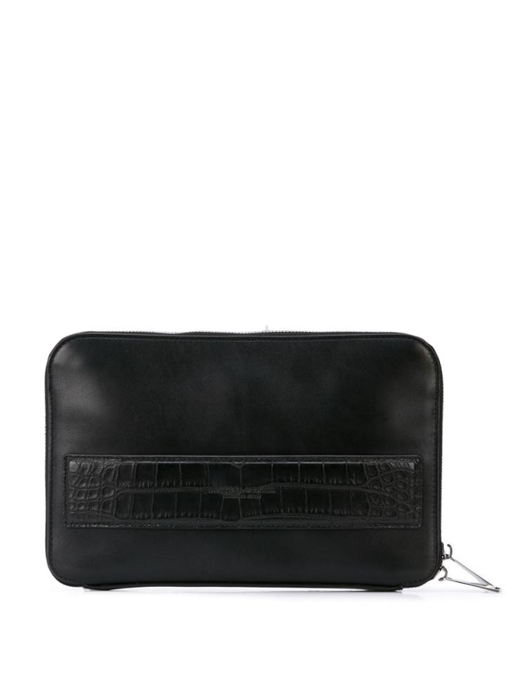Bottega Veneta Crocodile-effect Strap Document Holder - Black