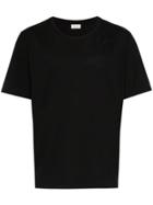 Saint Laurent Signature Logo Embroidered Cotton T Shirt - Black