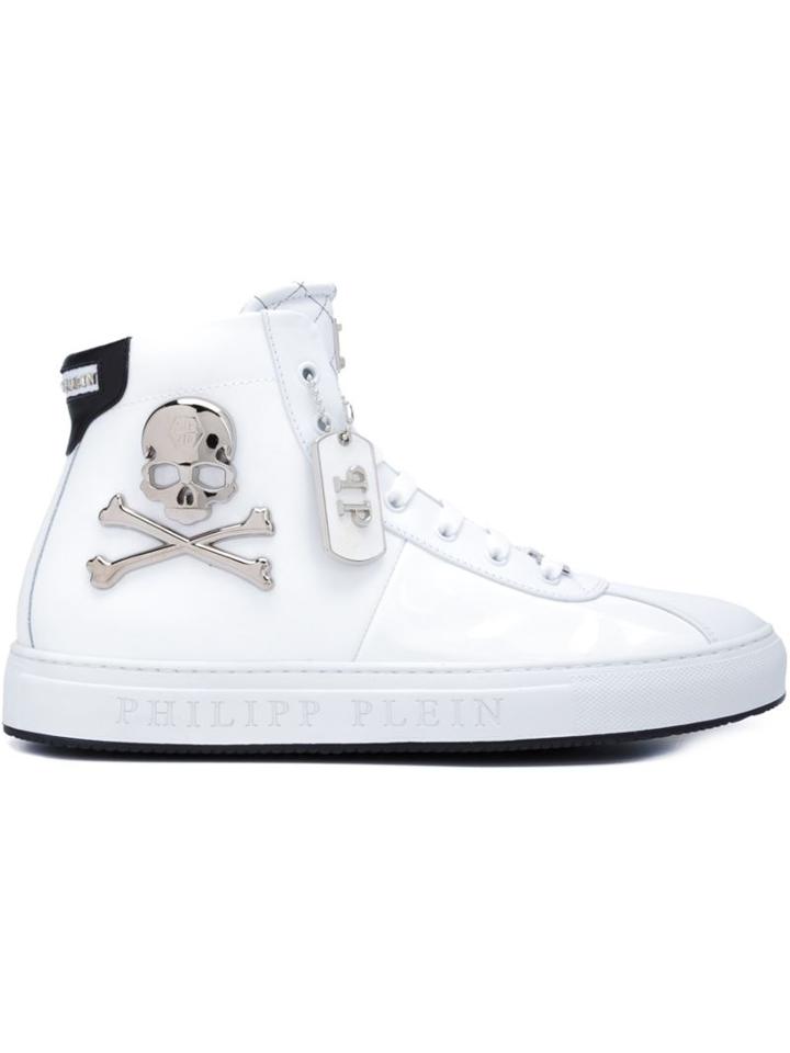 Philipp Plein Bones Hi-top Sneakers, Men's, Size: 42, White, Rubber/leather