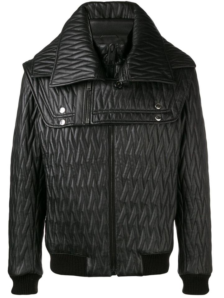Les Hommes Embossed Zipped Jacket - Black
