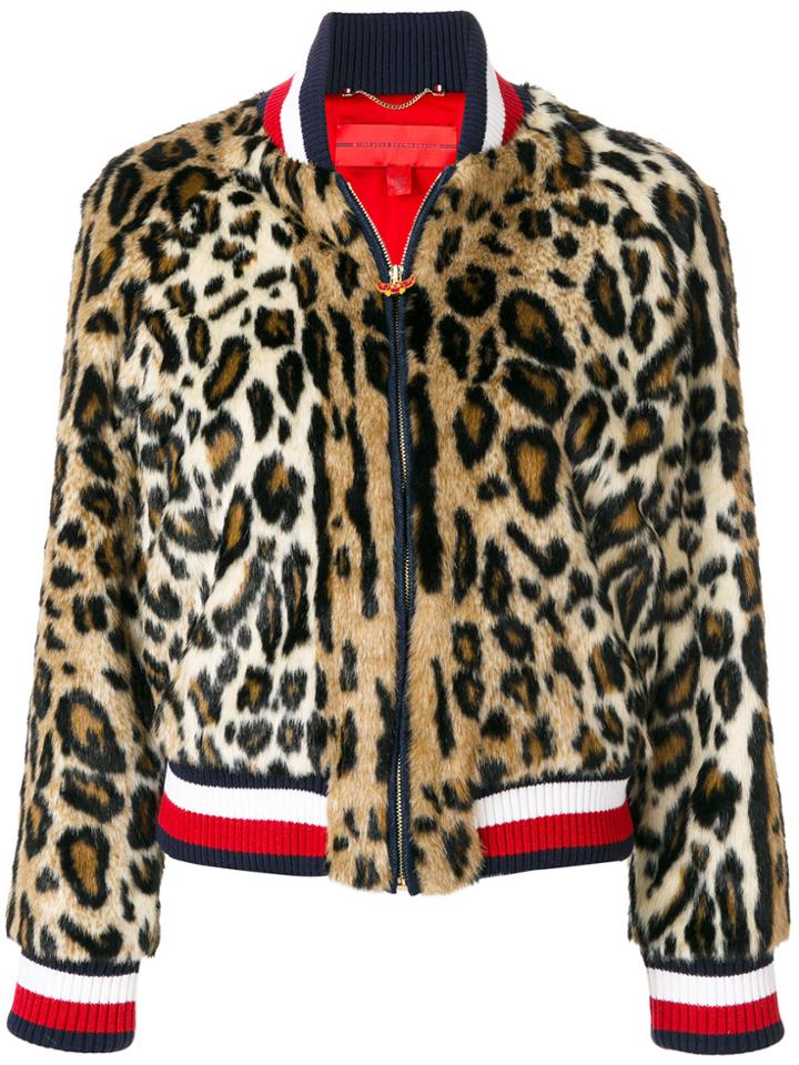 Hilfiger Collection Leopard Print Striped Bomber Jacket - Multicolour