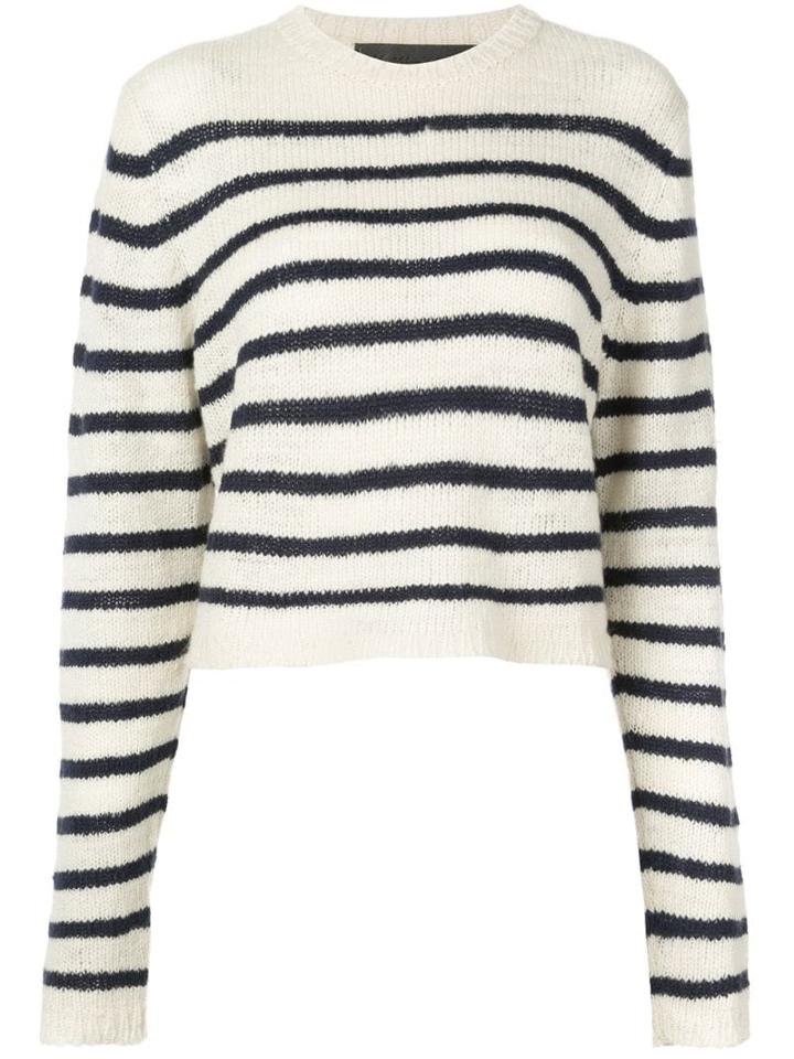 The Elder Statesman Striped Knitted Top - White