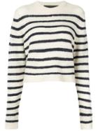 The Elder Statesman Striped Knitted Top - White