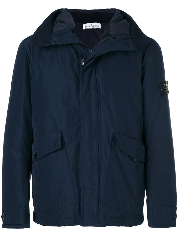 Stone Island Hooded Windbreaker Jacket - Blue
