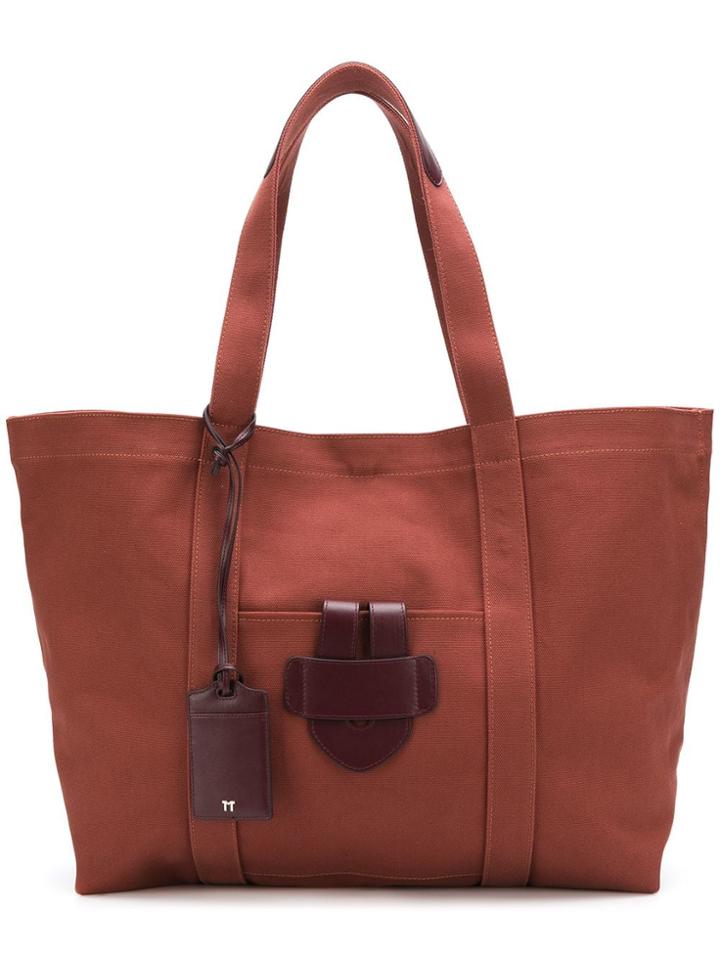 Tila March Leather Trim Tote - Red
