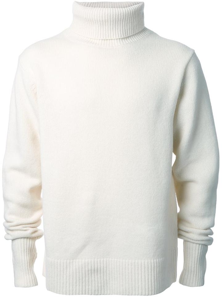 Cityshop Turtleneck Jumper, Men's, Size: Large, White, Wool