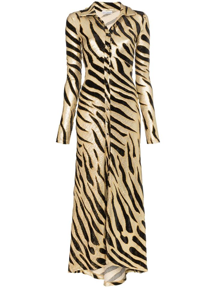Paco Rabanne Tiger Stripe Maxi Dress - Metallic