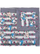 Olympia Le-tan Alice In Wonderland Print Scarf, Women's, Grey, Silk