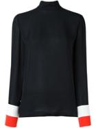 Emilio Pucci Contrast Cuff Blouse, Women's, Size: 40, Black, Silk/viscose/spandex/elastane
