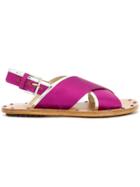 Marni Cross-over Strap Sandals - Pink & Purple