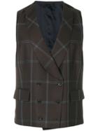 Gabriele Pasini Double Breasted Checked Print Waistcoat - Brown