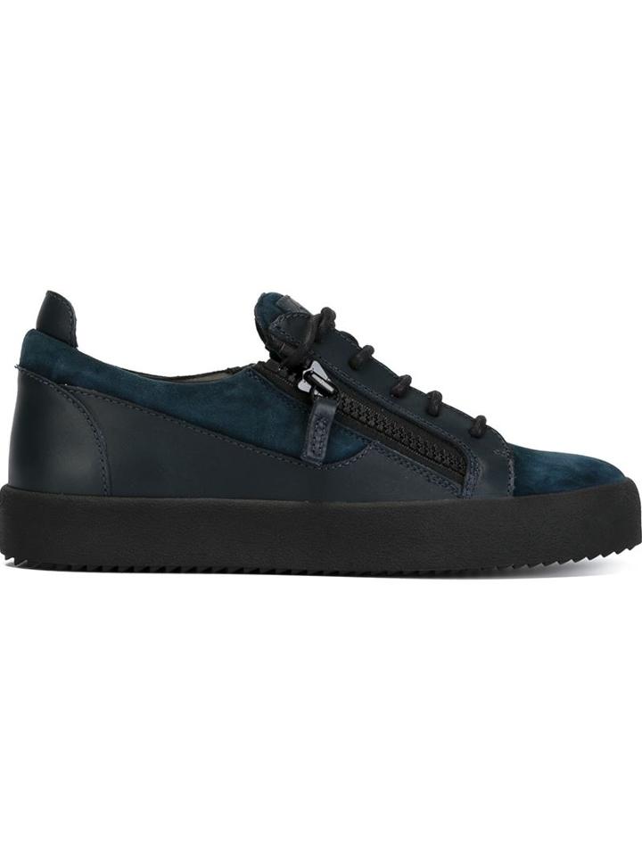 Giuseppe Zanotti Design Frankie Low Sneakers, Men's, Size: 40, Blue, Suede/leather/rubber