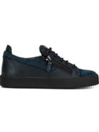 Giuseppe Zanotti Design Frankie Low Sneakers, Men's, Size: 40, Blue, Suede/leather/rubber