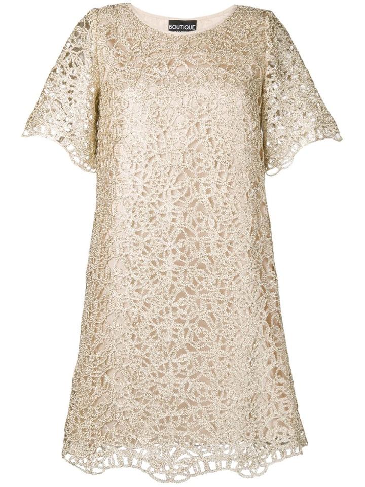 Boutique Moschino Short Lace Dress - Gold