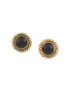 Chanel Vintage Twist Round Stone Earrings - Metallic