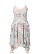 Self-portrait Floral Print Asymmetric Dress With Lace Inserts - Pink