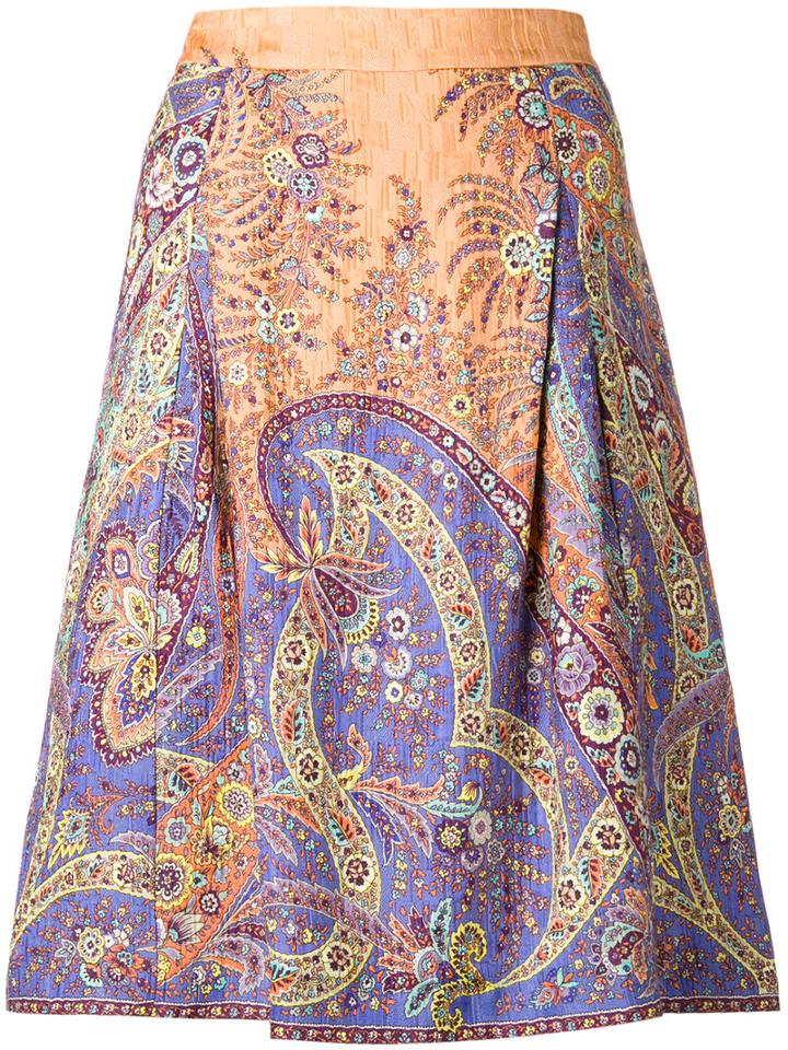 Etro Floral Print Skirt, Women's, Size: 42, Pink/purple, Silk/viscose