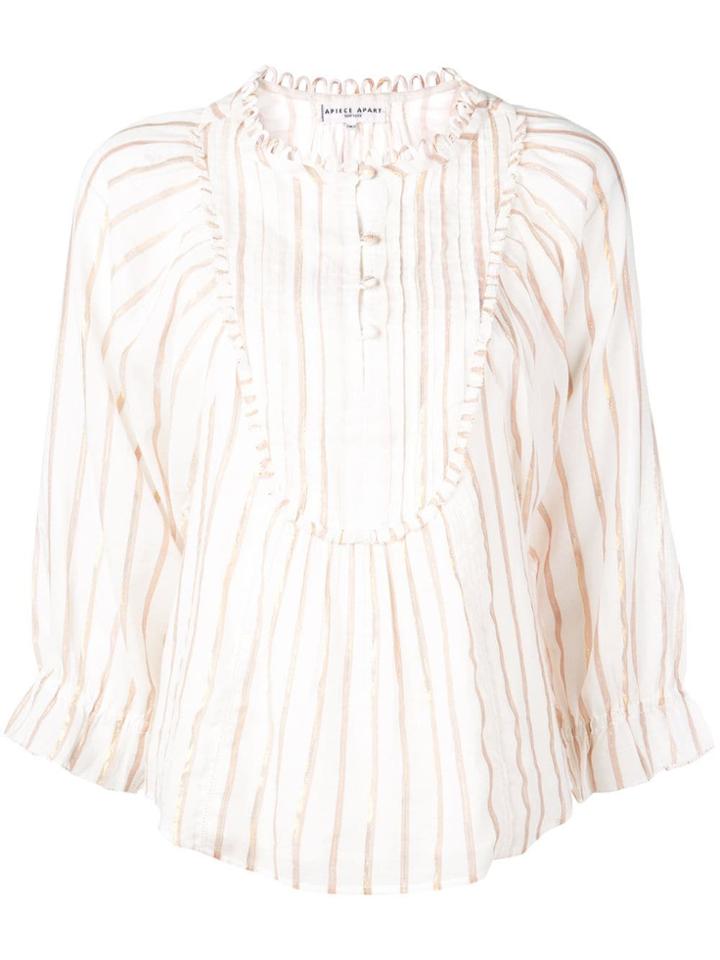 Apiece Apart Striped Blouse Top - White