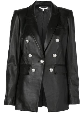 Veronica Beard Fitted Leather Blazer - Black
