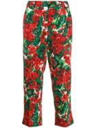 Dolce & Gabbana Floral Cropped Trousers - Red