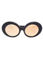 Linda Farrow Oval Sunglasses, Women's, Black, Acetate
