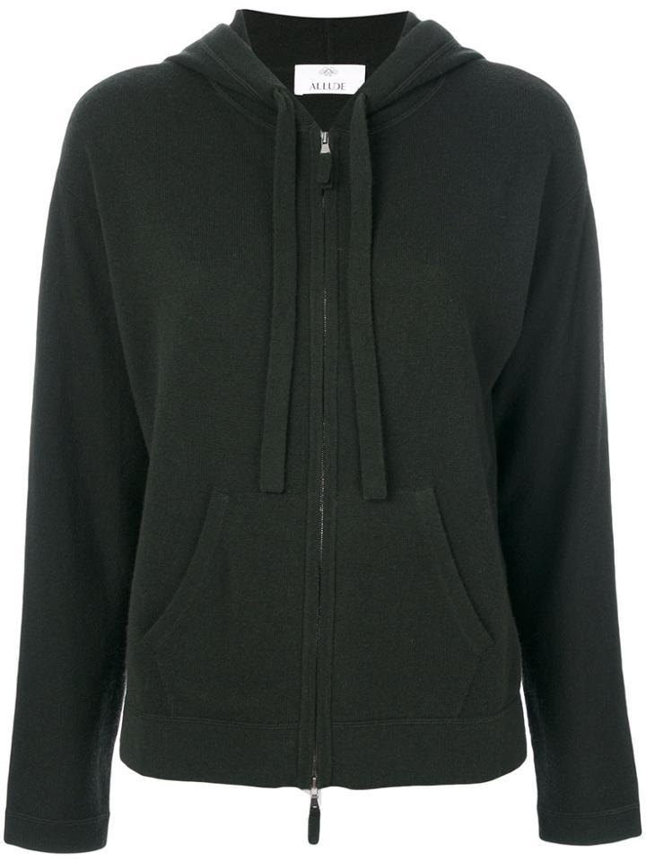 Allude Zipped Knit Hoodie - Green