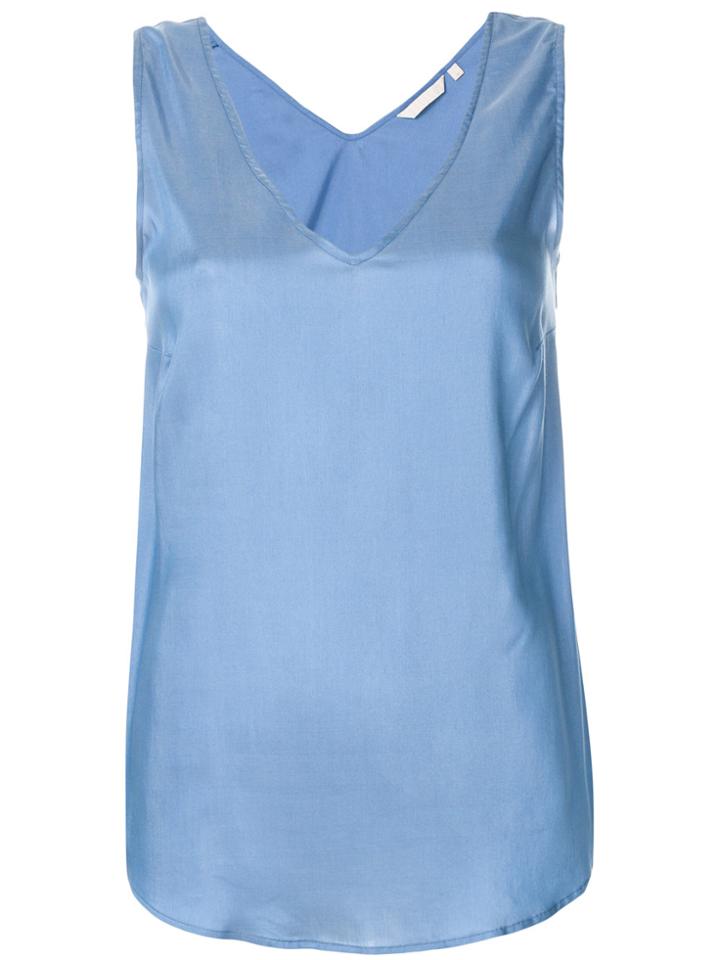 Xacus Flared Sleeve-less Top - Blue