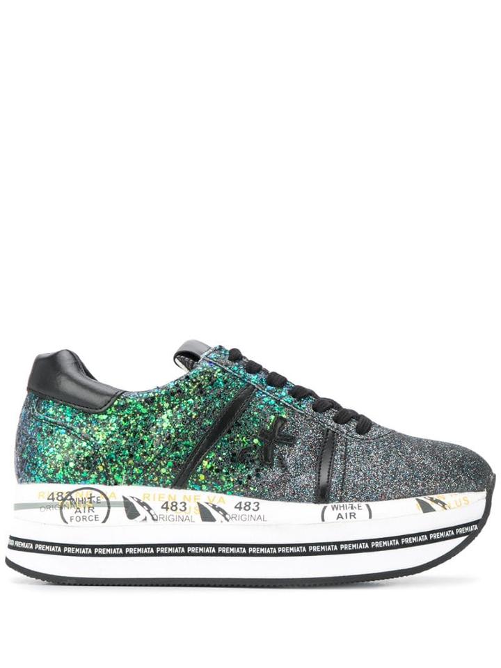 White Premiata Beth Sneakers - Metallic