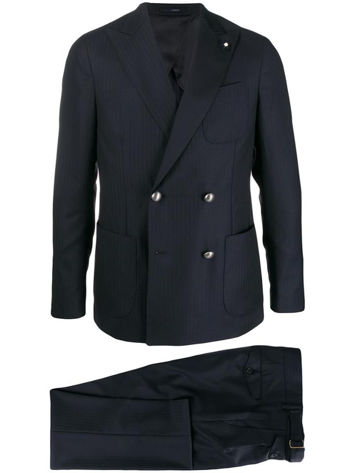 Lardini Double Breasted Two-piece Suit - Blue