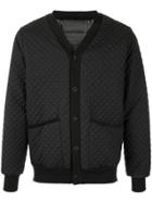 Fumito Ganryu Quilted V-neck Bomber Jacket - Black