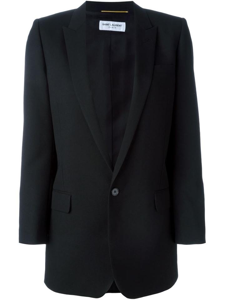 Saint Laurent Boxy Fit Blazer, Women's, Size: 40, Black, Silk/virgin Wool