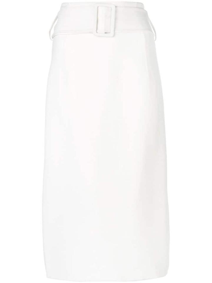 Oscar De La Renta Belted Midi Skirt - White