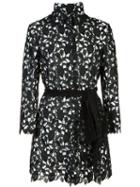 Monique Lhuillier Embroidered Long Jacket, Size: 14, Black, Polyester/nylon