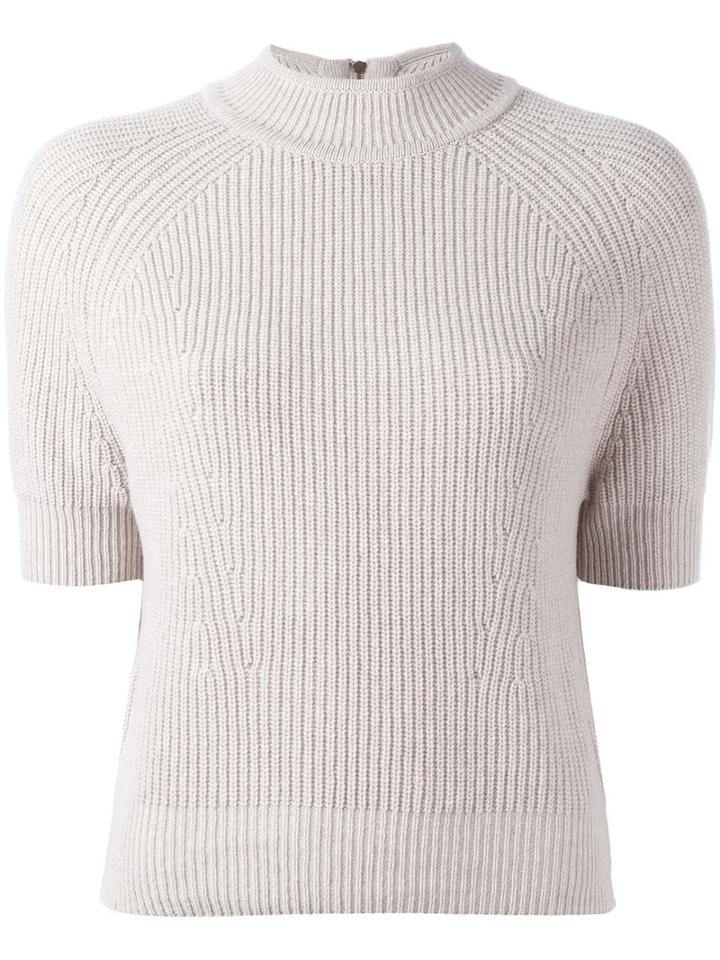 Erika Cavallini Ribbed Knit Top, Size: Large, Nude/neutrals, Cashmere/virgin Wool