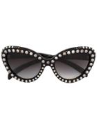 Prada Eyewear 'ornate' Cat Eye Sunglasses - Black