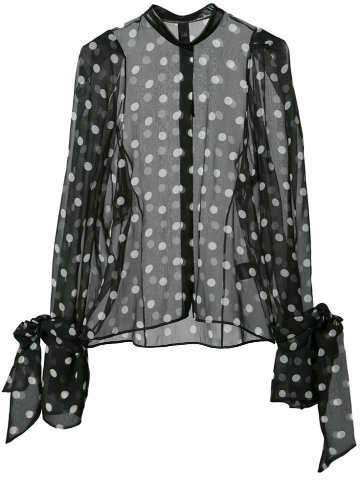 Petar Petrov Spotted Embellished Sleeve Blouse - Black