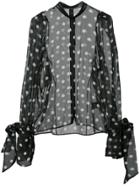 Petar Petrov Spotted Embellished Sleeve Blouse - Black