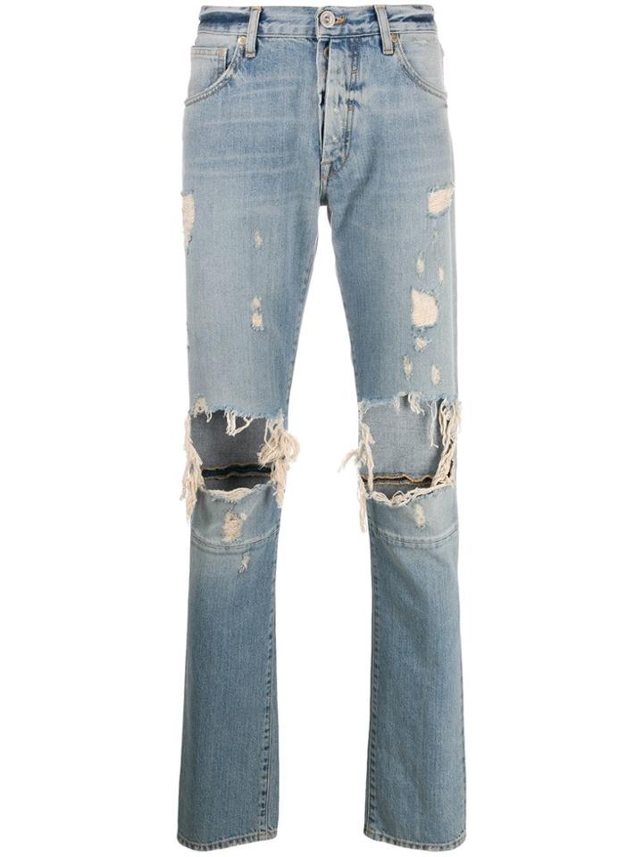Unravel Project Distressed Slim Fit Jeans - Blue