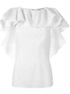 Lanvin Ruffle Top, Women's, Size: 38, White, Silk/polyester/linen/flax/spandex/elastane