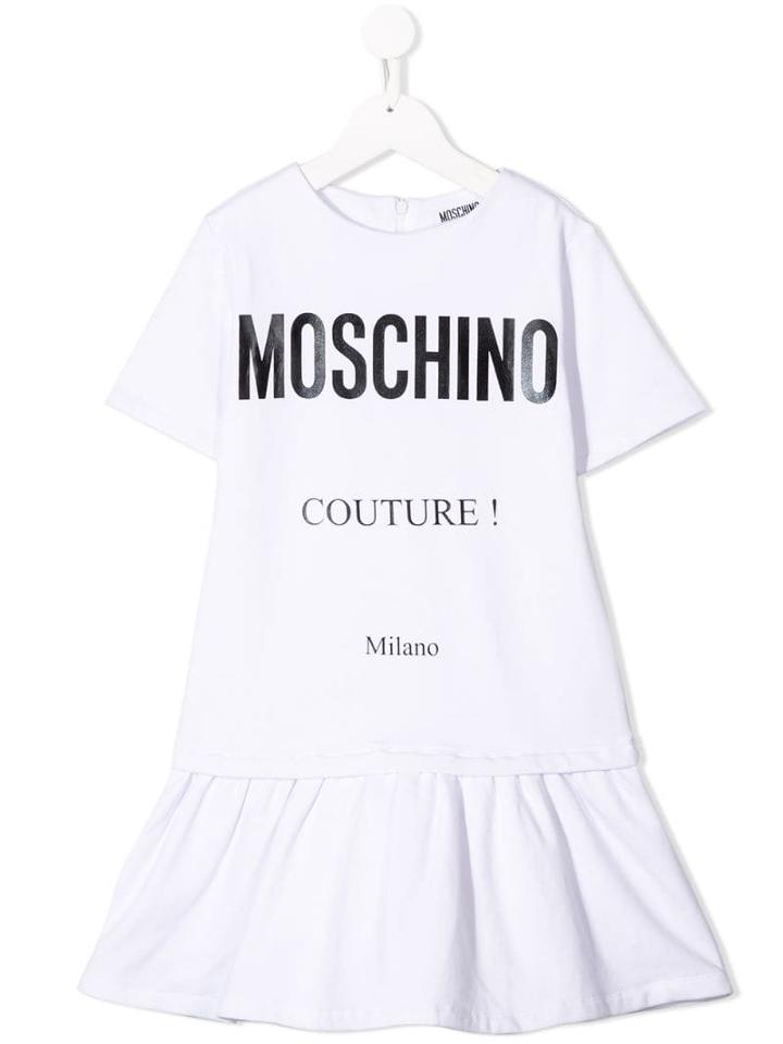 Moschino Kids Teen Logo Print T-shirt Dress - White